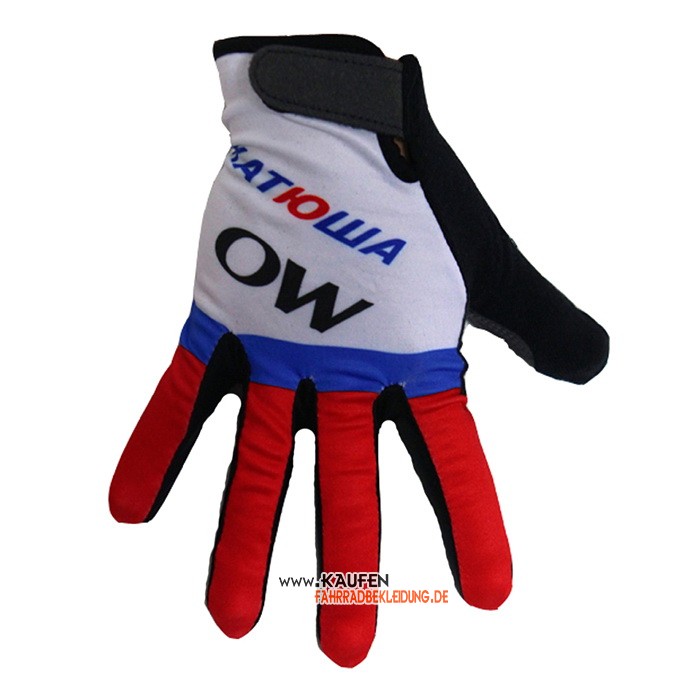 2020 Katusha Lange Handschuhe Wei Rot